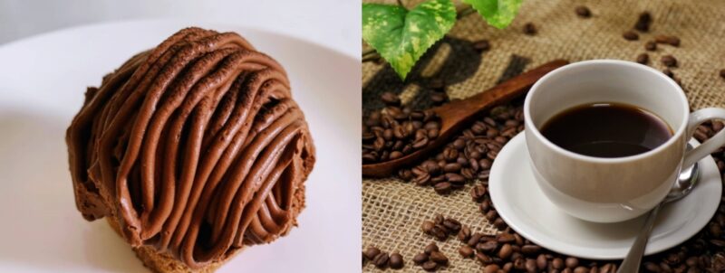 チョコレートモンブランと深煎りコーヒー