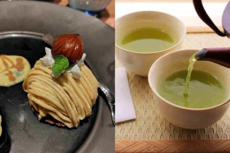 和栗モンブランと緑茶
