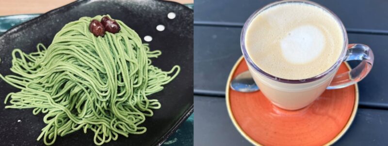 抹茶モンブランとカフェラテ