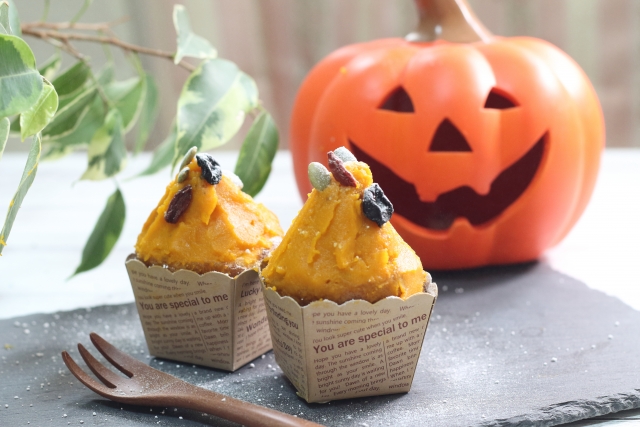 カップケーキのかぼちゃモンブラン